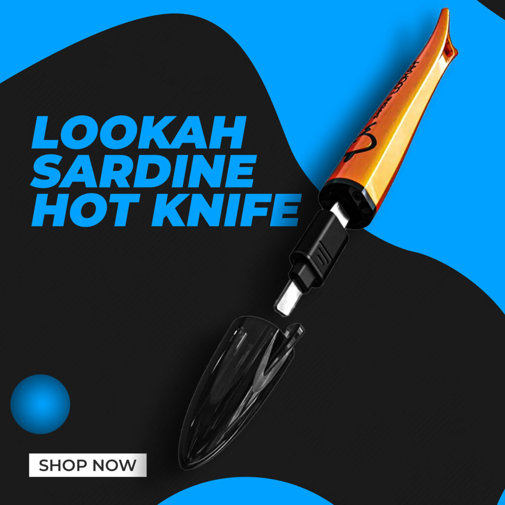 Lookah Sardine Hot Knife at the best vape shop in Sugar Land, Dreamz Smoke and Vape, showcasing efficient concentrate handling and sleek design